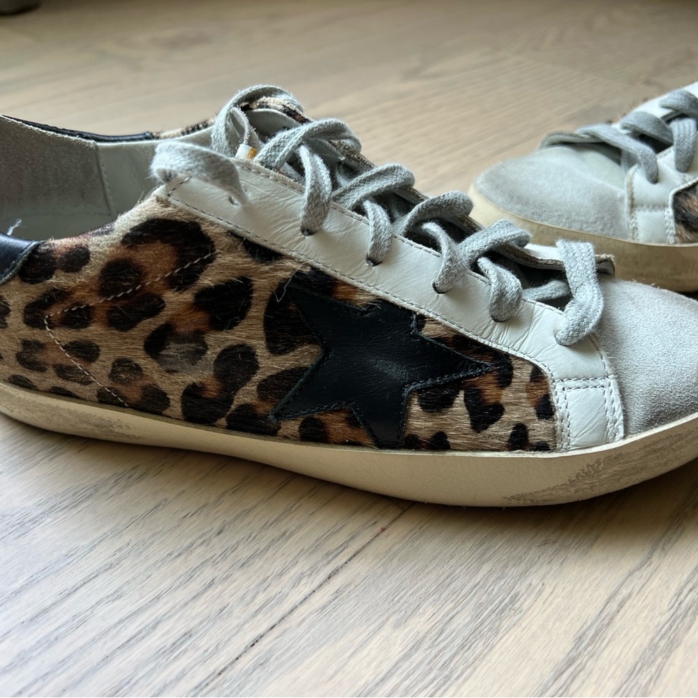 Golden Goose Size 7 / 37 calf hair leopard sneakers